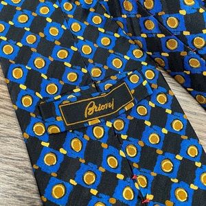 Brioni Blue, Gold & Black Check Tie